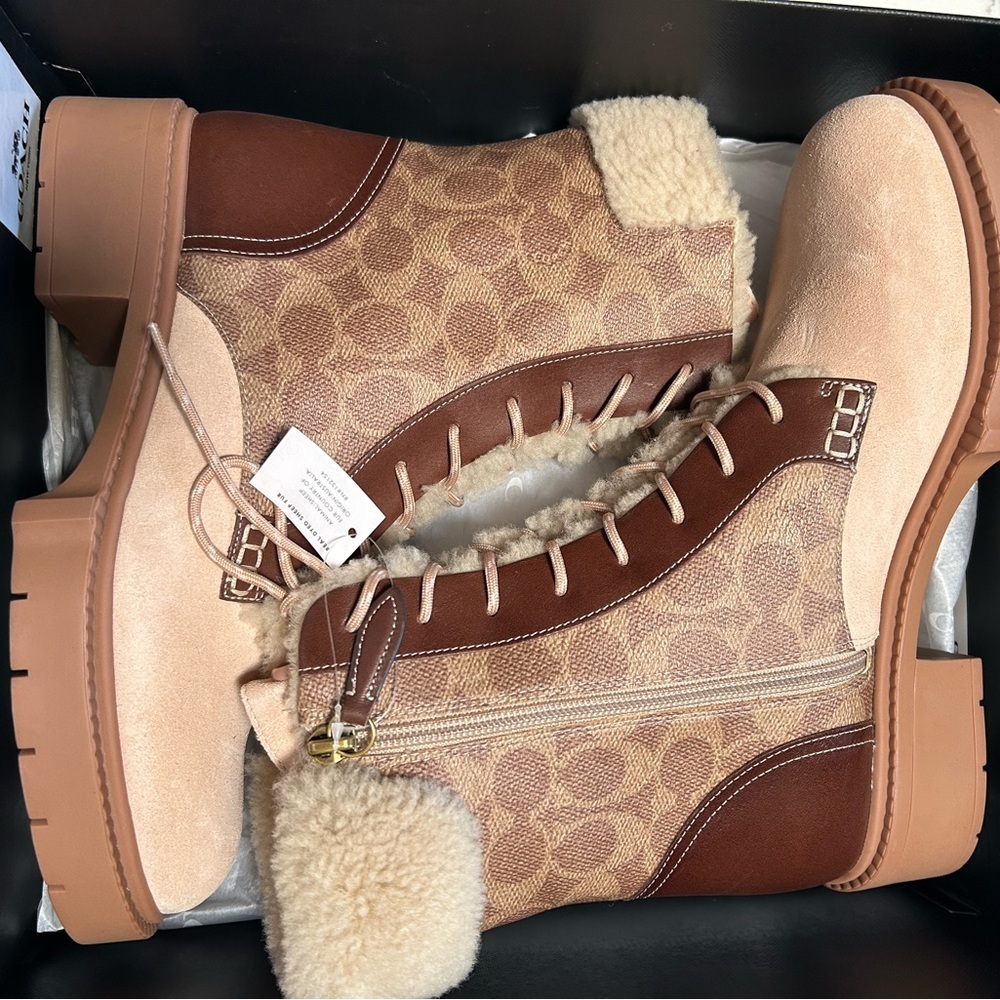 Coach Leighton Signature Shearling Boots - Picture 3 of 4